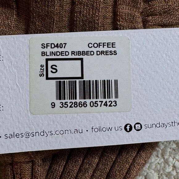 SNDYS Dress Womens Size Small Coffee Ribbed Sweater Bodycon Mini Mock Neck‎ New - Picture 12 of 15